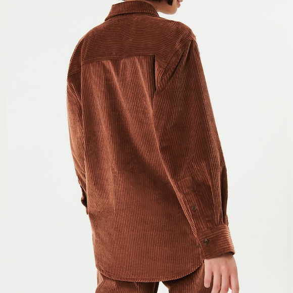 Aritzia Sunday Best Tilly Shirt Jacket Size 1 Brown Corduroy Oversized Shacket - Picture 3 of 14